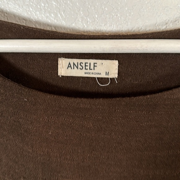 Anself Brown Tan Lagenlook Midi Dress Size Medium - Picture 3 of 8